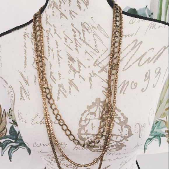 Jewelry - Bronze Statement Chain Necklace Multistrand